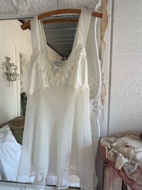 delicates Ivory Sheer Lace-Trim Chemise